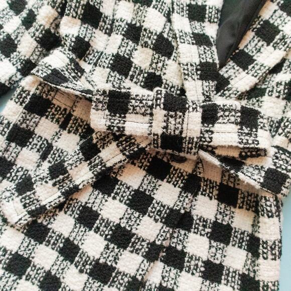 Ann Taylor Checked Belted Tweed Thick Wool Blend Knit Blazer Jacket Size Medium - Picture 4 of 9